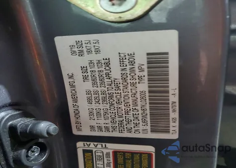 2019 Honda Cr-V Exl from USA, damaged, VIN 5J6RW2H87KL026005